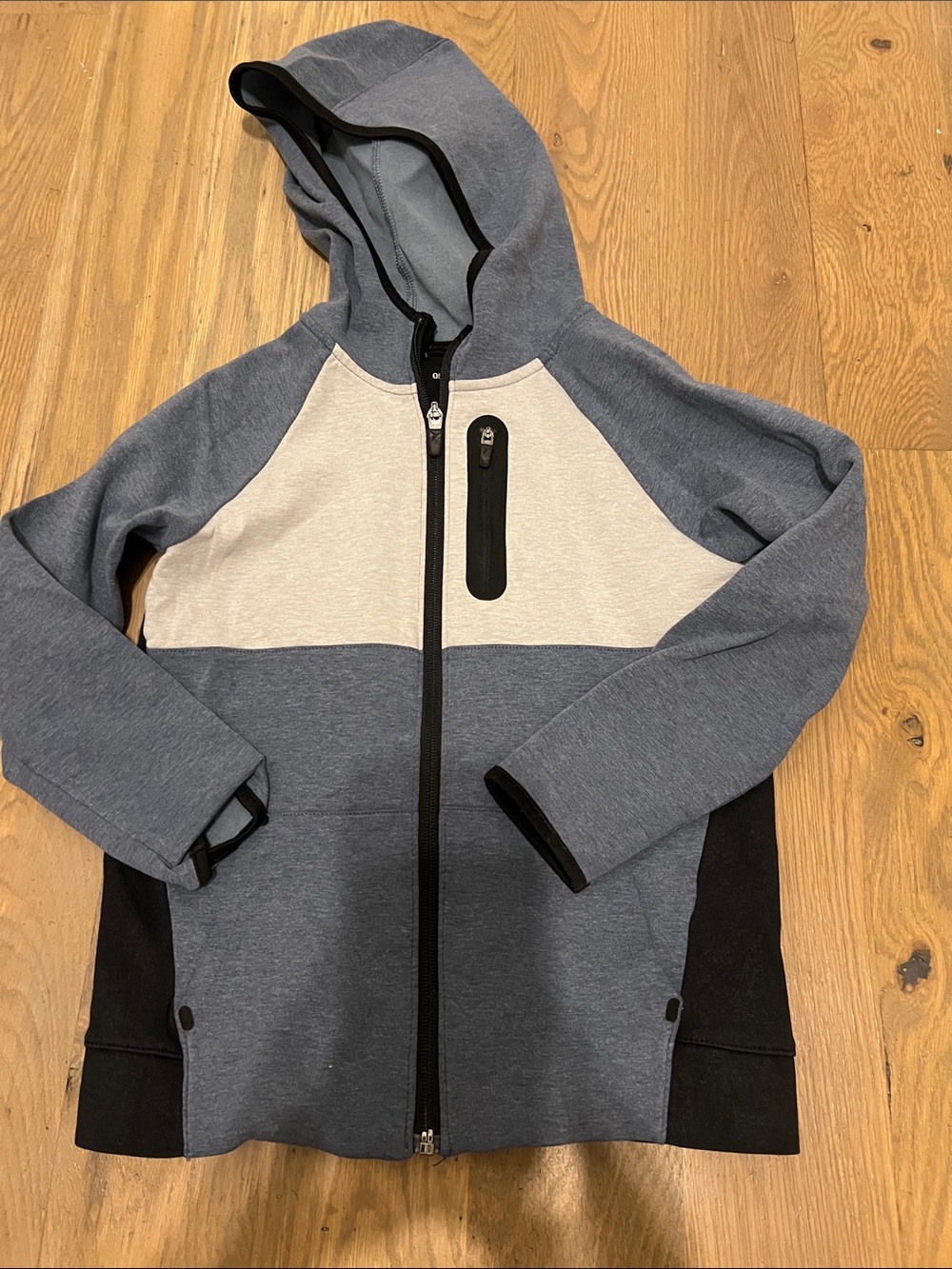 Old Navy Blue, Cream & Black Colorblock Hooded Zip Jacket